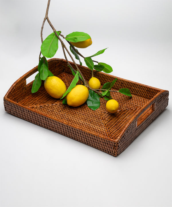 RATTAN SERVING TRAY WITH HANDLES